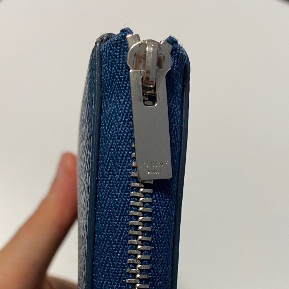 Authentic Celine blue half Zipped Wallet Preloved - Picture 9 of 14